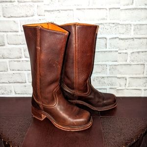 Frye Campus Boots, Brown Leather Heeled Boots